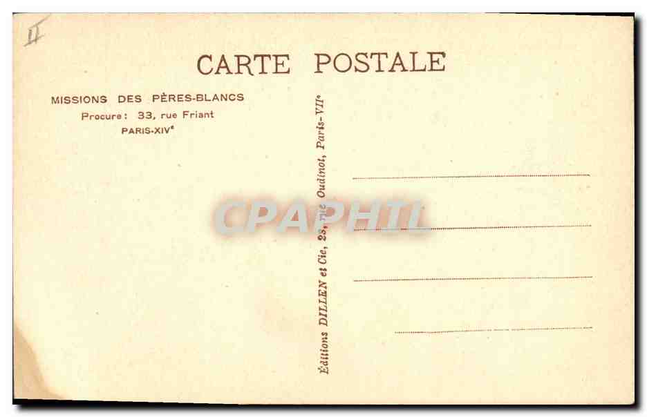CPA Mission des Peres Blancs Afrique Rue Friant Paris 14eme — Rückseite