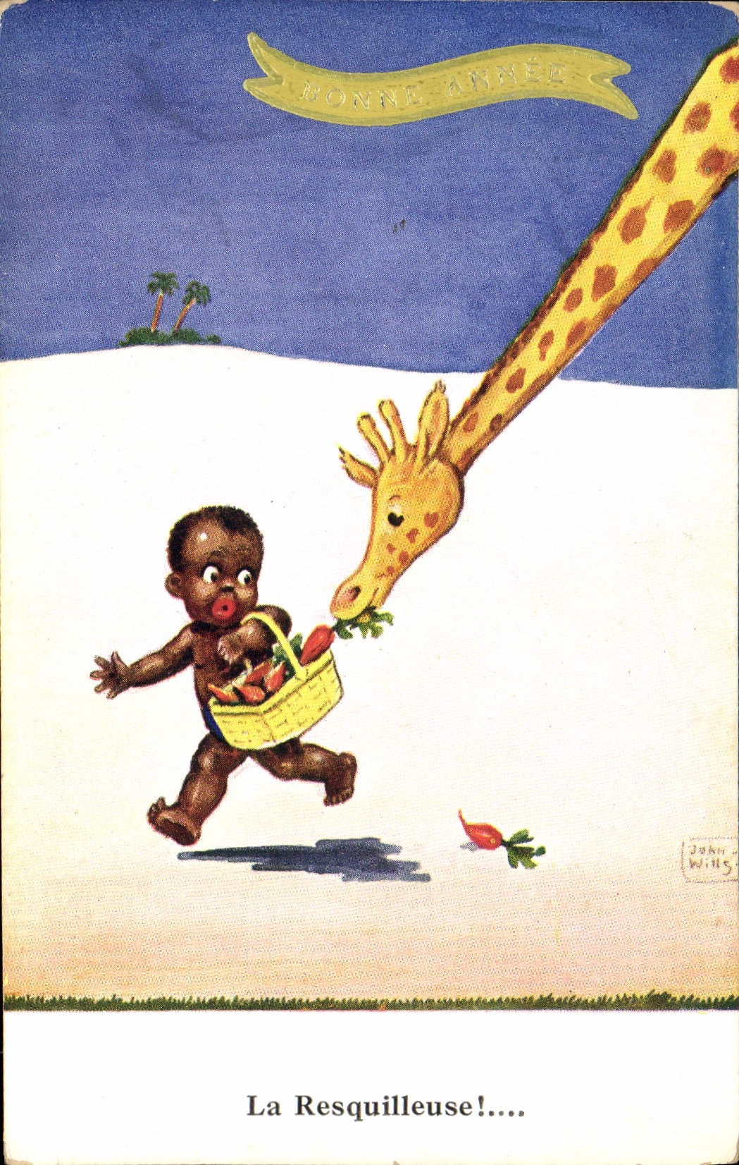 Girafe et bébé — Bonne Année — John Wills