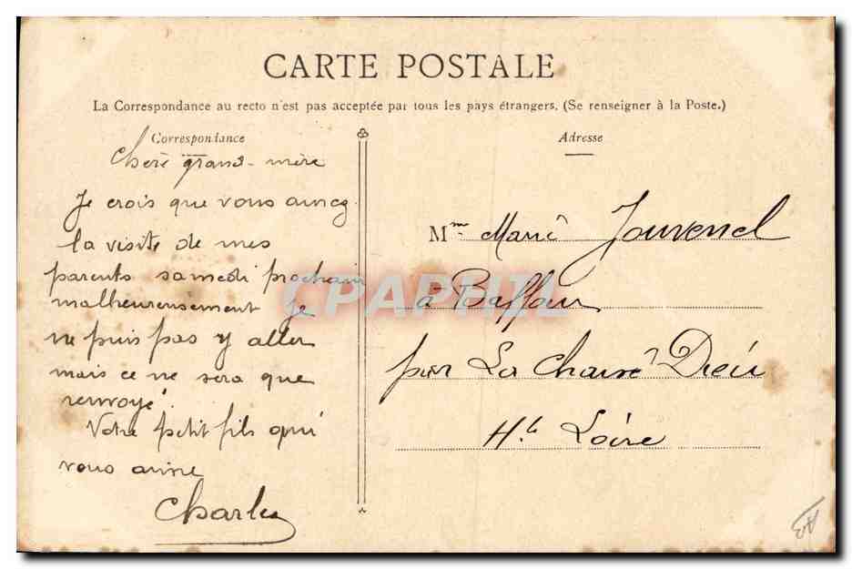CPA Banque Caisse d'Epargne du Rhone Rue de la Bourse Lyon — Rückseite