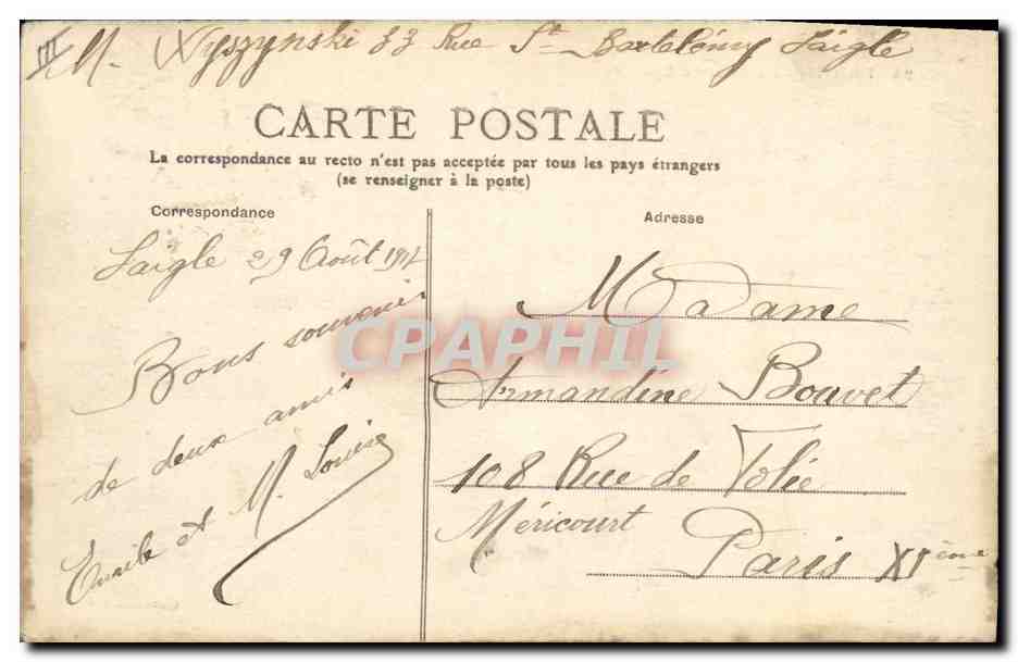 CPA Banque Caisse d'Epargne Laigle  — Rückseite