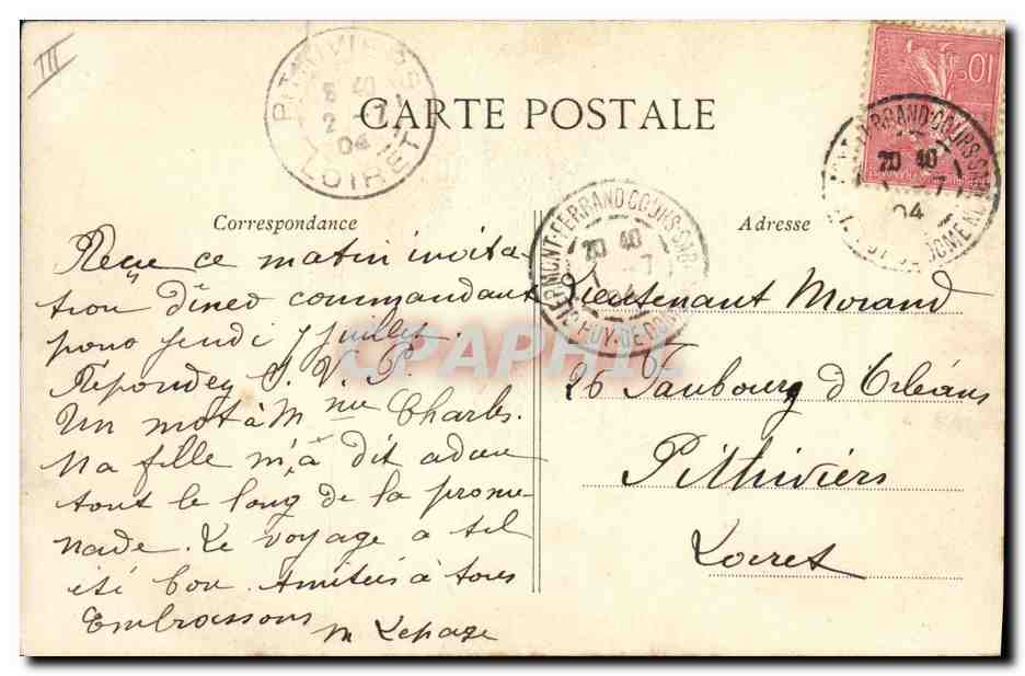 CPA Folklore Auvergne Un paysan — Verso