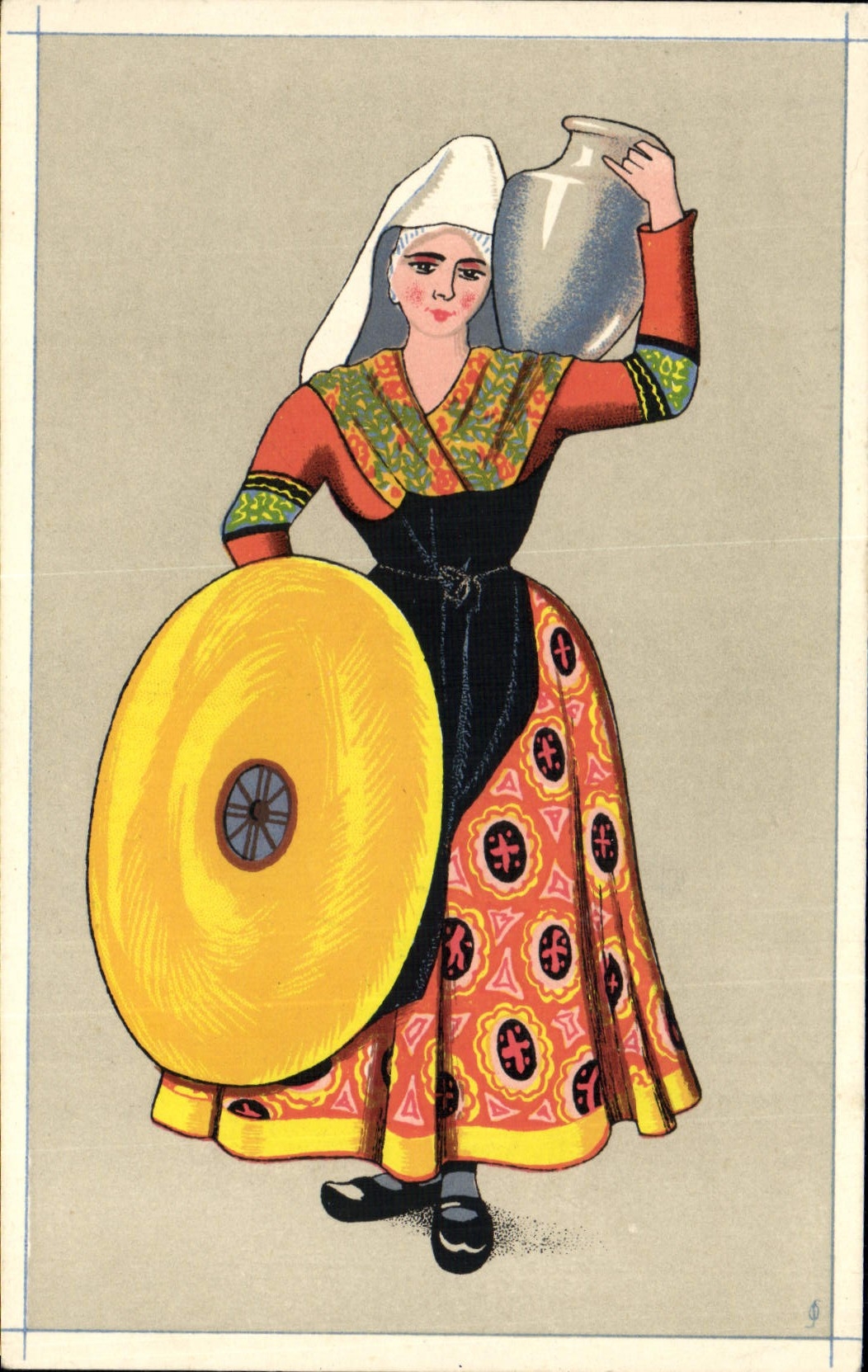 CPA Folklore Basse Auvergne Femme d'Escoutoux pres Thiers 1842