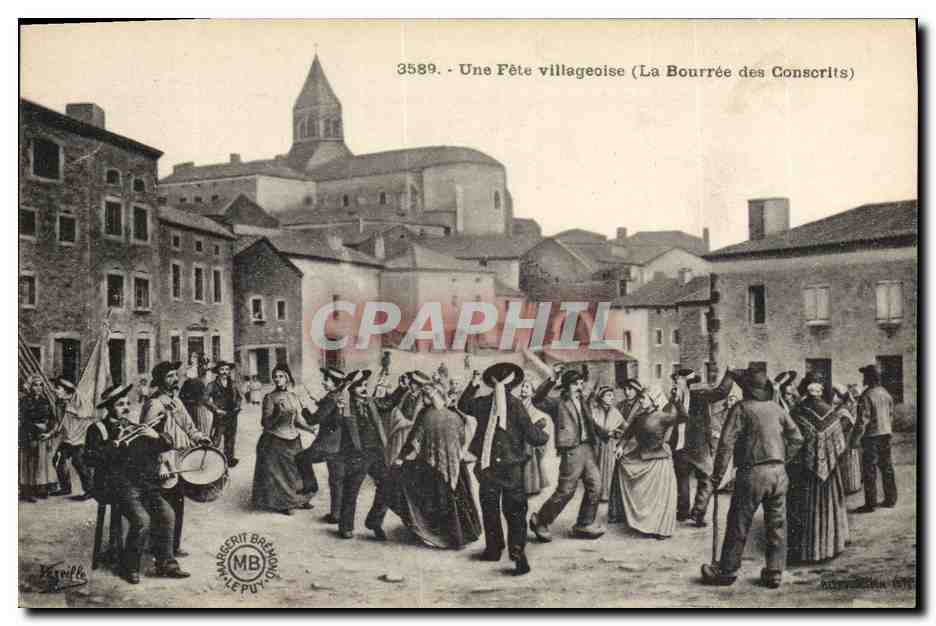 CPA Folklore Une fete villageoise La bourree des conscrits 