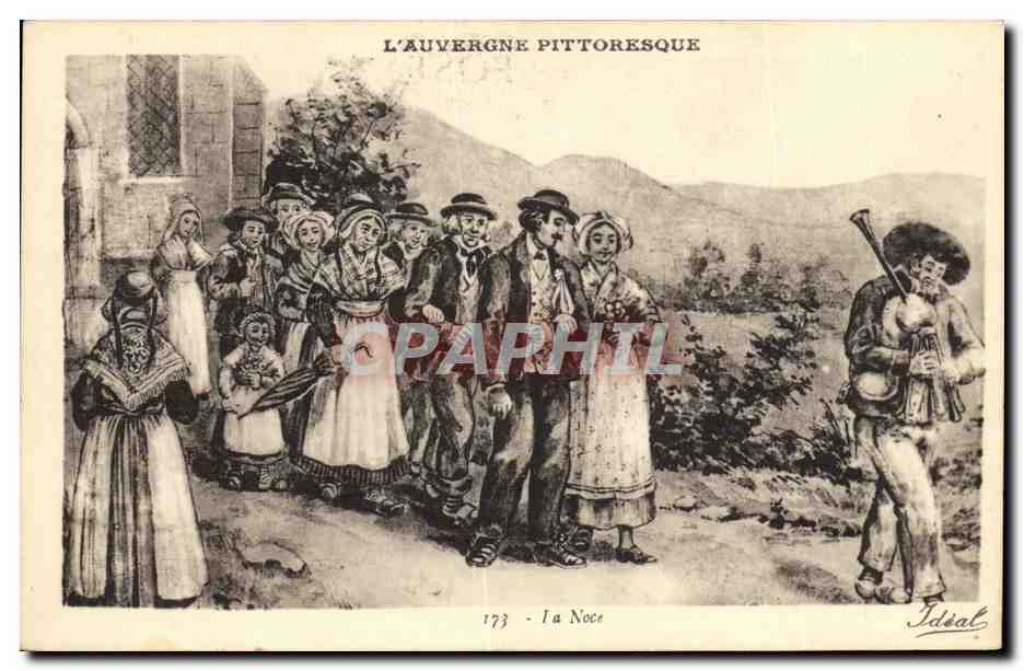 CPA Folklore Auvergne La noce Mariage 