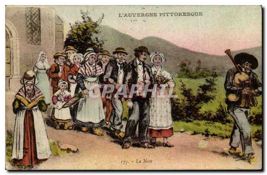 CPA Folklore Auvergne La noce Mariage 