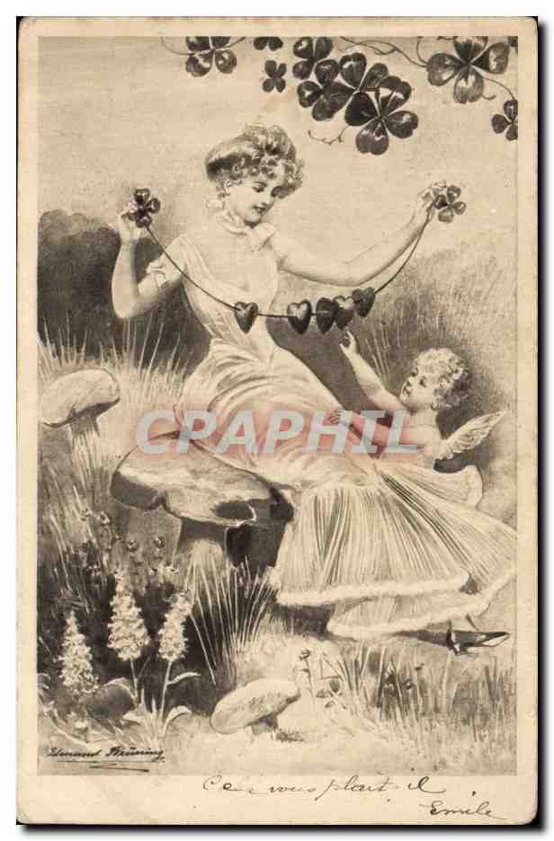 CPA Fantaisie Illustrateur Femme Ange