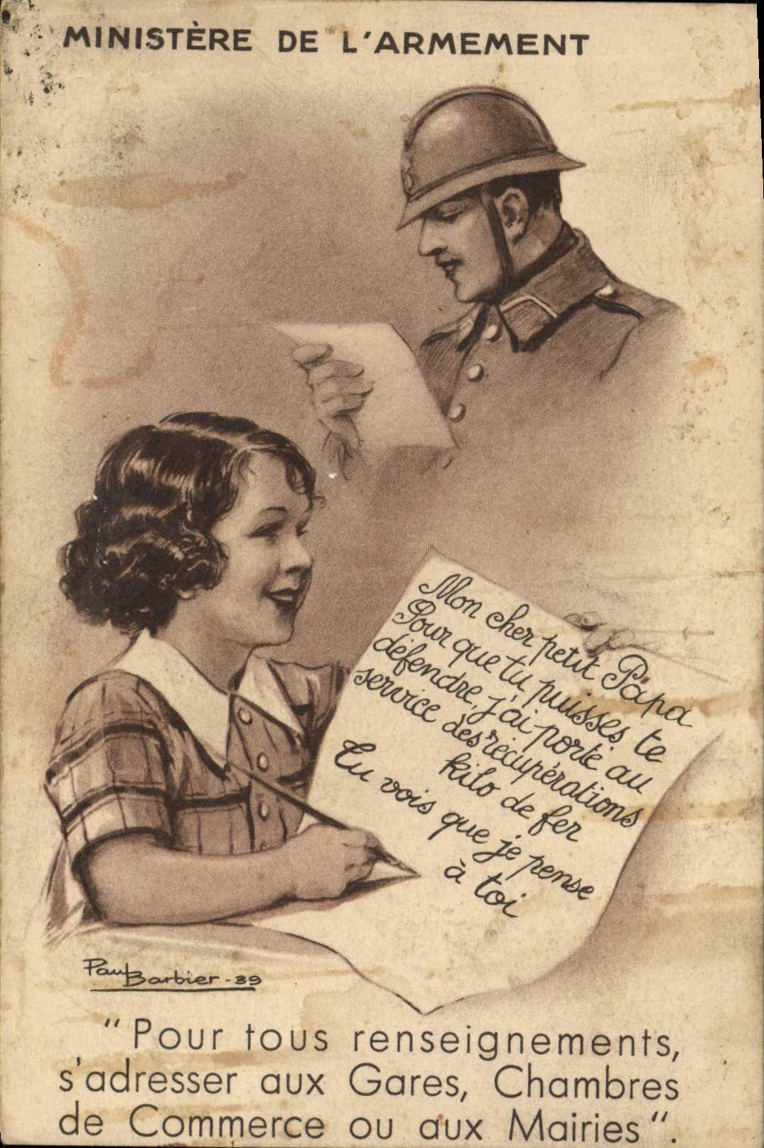 CPA Fantaisie Illustrateur Enfant Ministere de l'armement Militaria