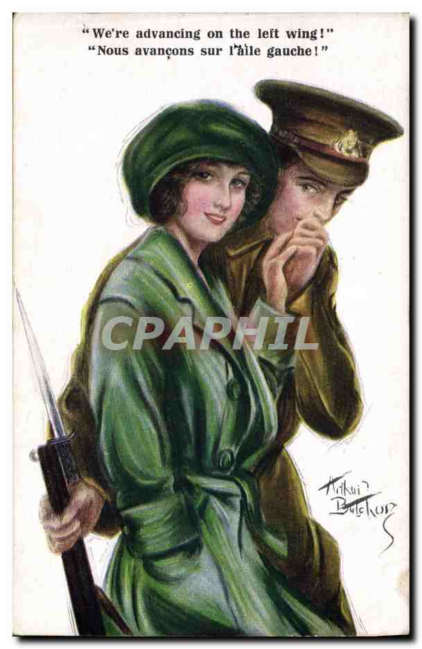 CPA Fantaisie Illustrateur Femme Soldat Militaria