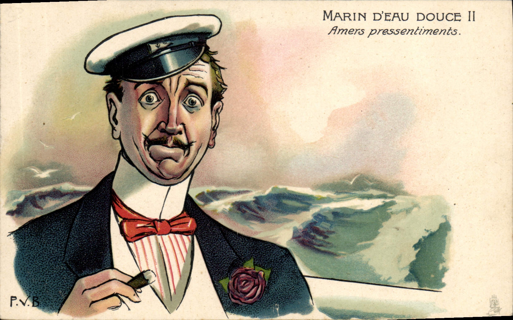CPA Fantaisie Illustrateur Marin d'eau douve Amers pressentiments