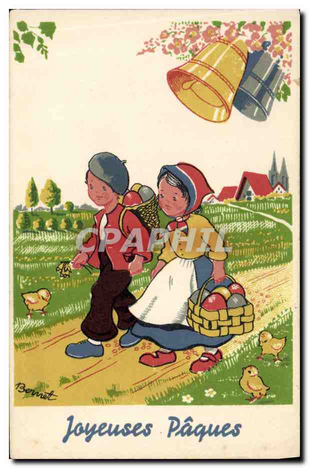 CPA Fantaisie Illustrateur Enfants Paques