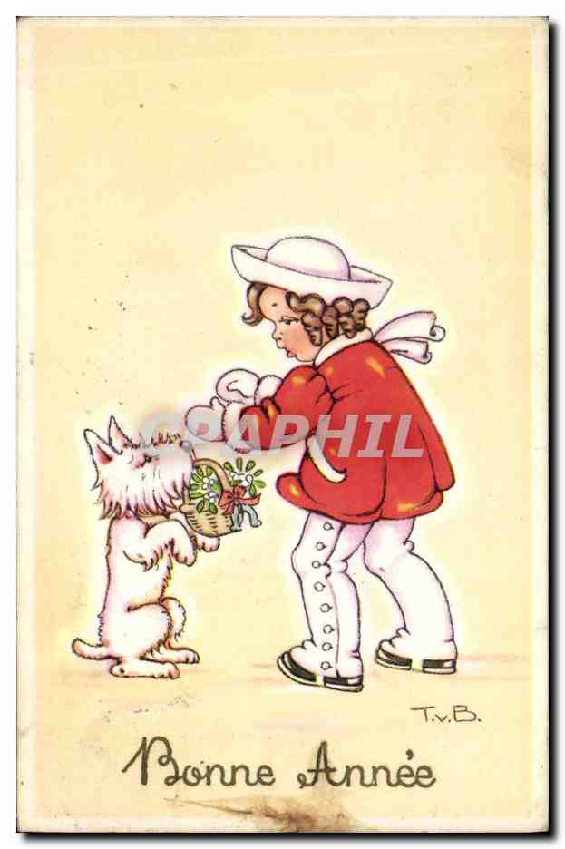 CPA Fantaisie Illustrateur Enfant Chien 