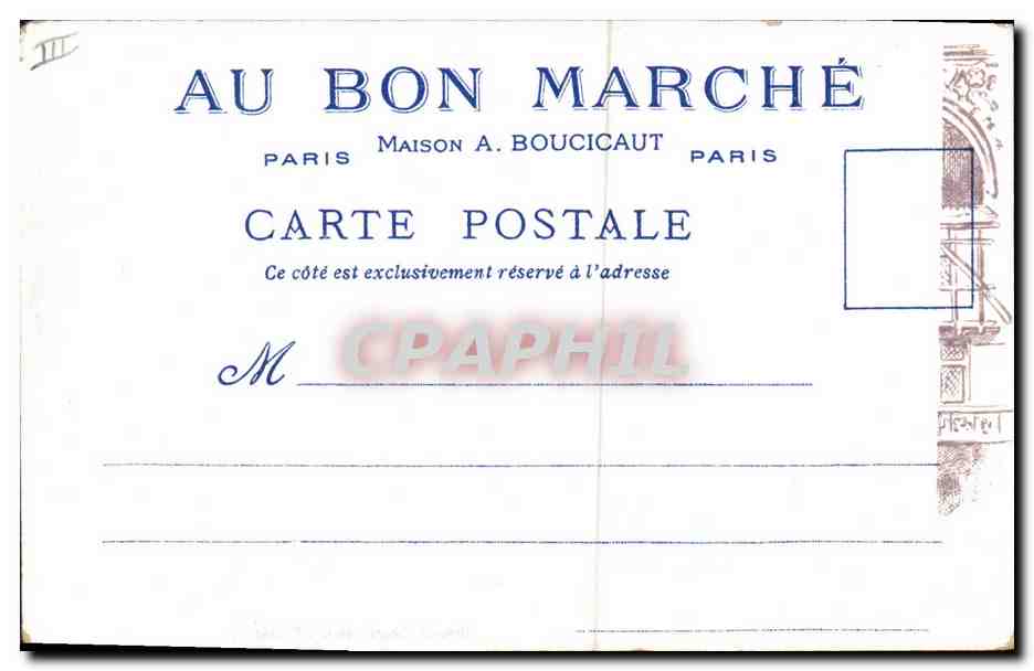 Grands Degrés de la Sainte-Chapelle — Le Vieux Paris. — Offerte par les Magasins du Bon Marché — Verso
