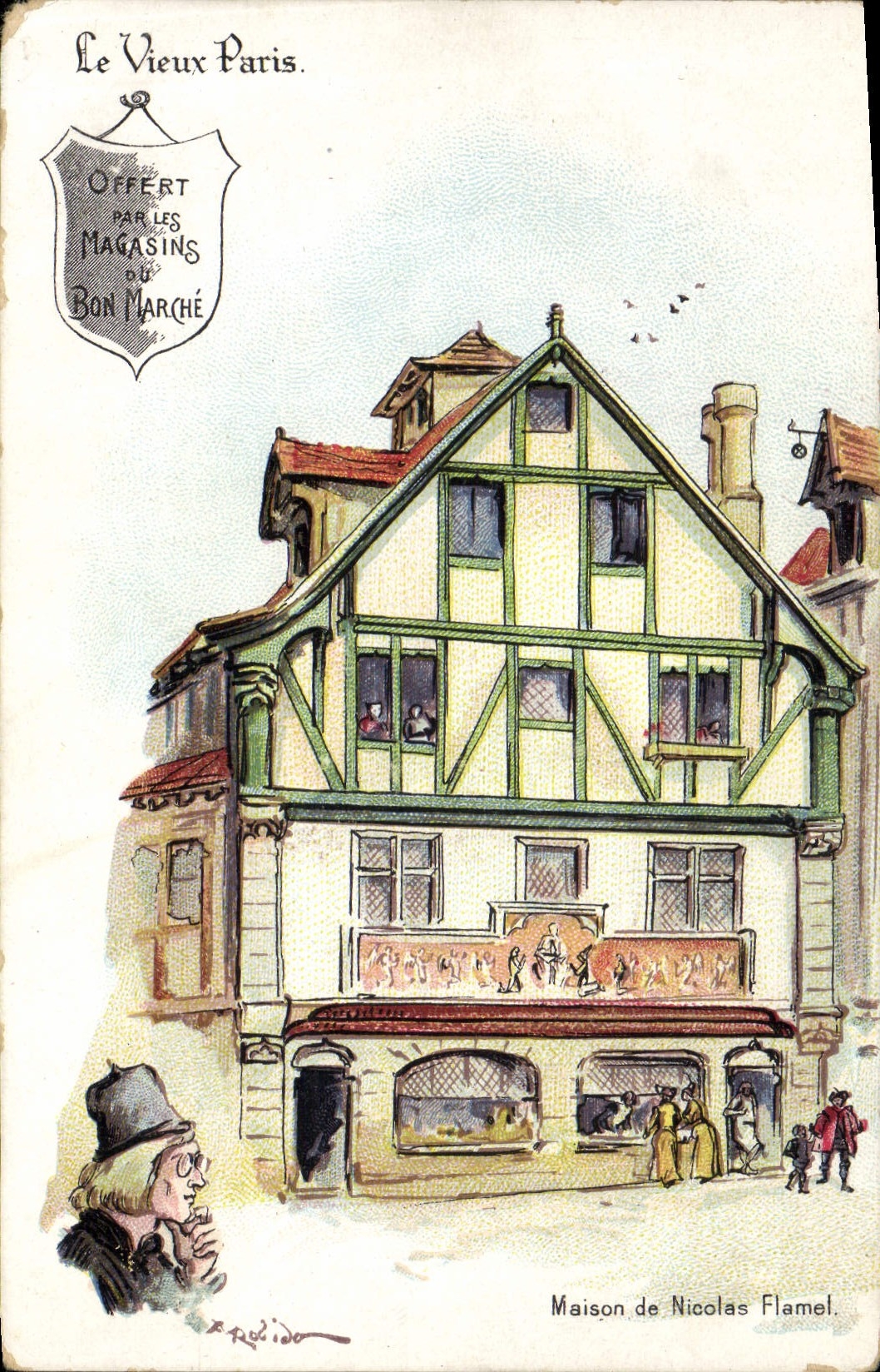 CPA Vieux Paris Au Bon Marche Maison Boucicaut Maison de Nicolas Flamel