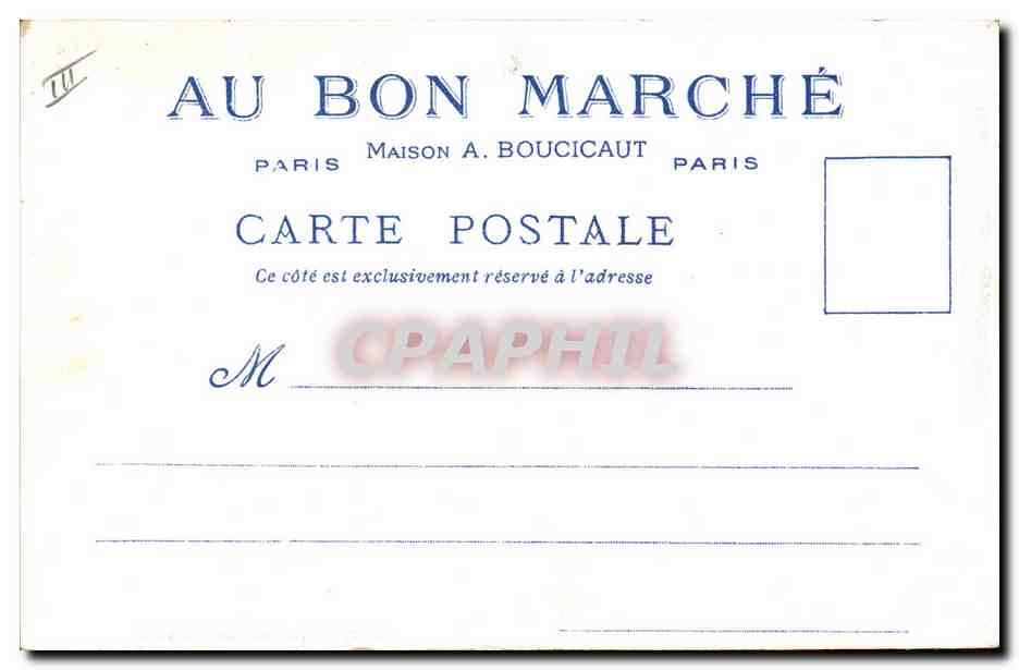 Echoppes de la rue des Remparts — Le Vieux Paris — Offerte par les Magasins du Bon Marché — Verso