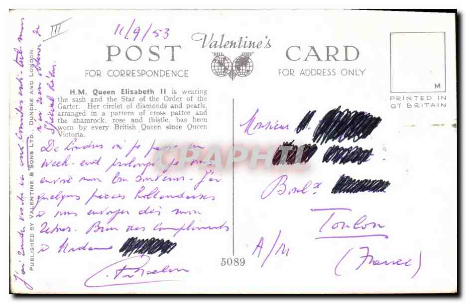 H.M. Queen Elizabeth II — Photograph by Dorothy Wilding — Valentine's Card — Reverso