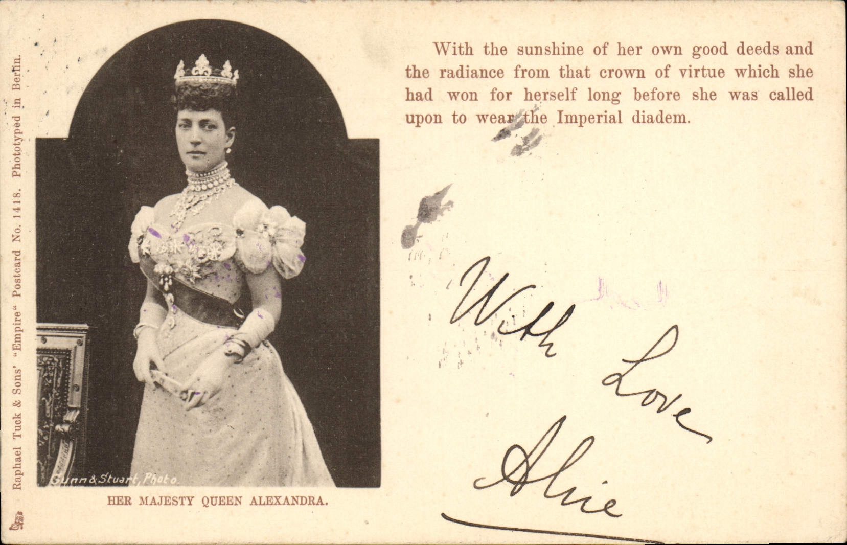 Queen Alexandra — Berlin — Gunn & Stuart Photo, Phototypied No. 1418
