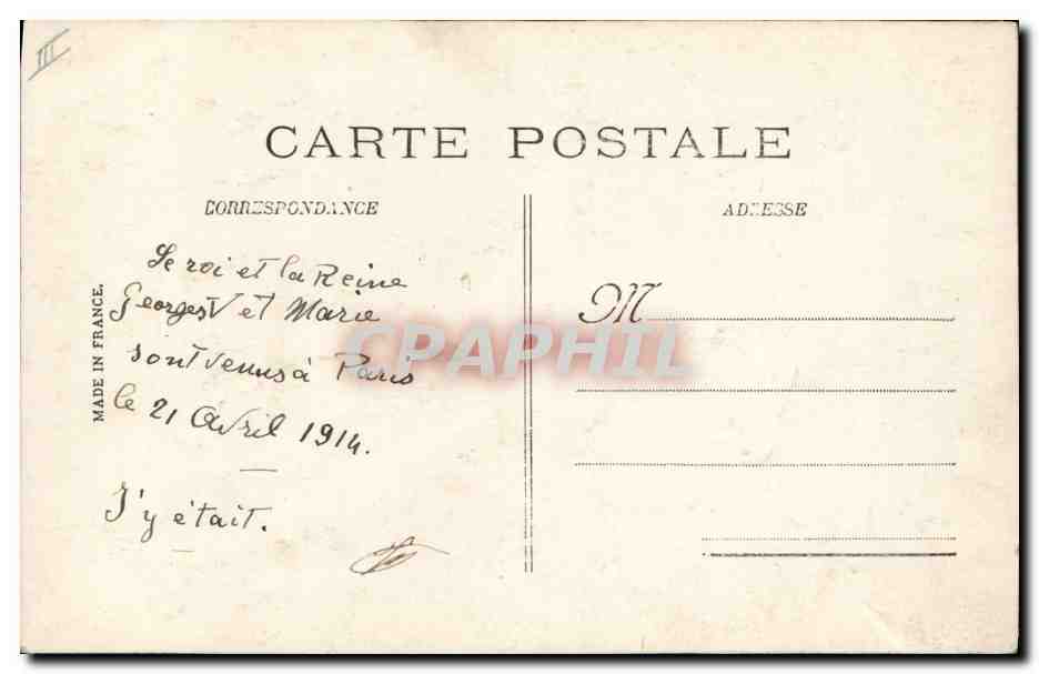 Couronnement de Georges V et Mary — Souvenir de leur visite à Paris — éditeur non visible — Reverso