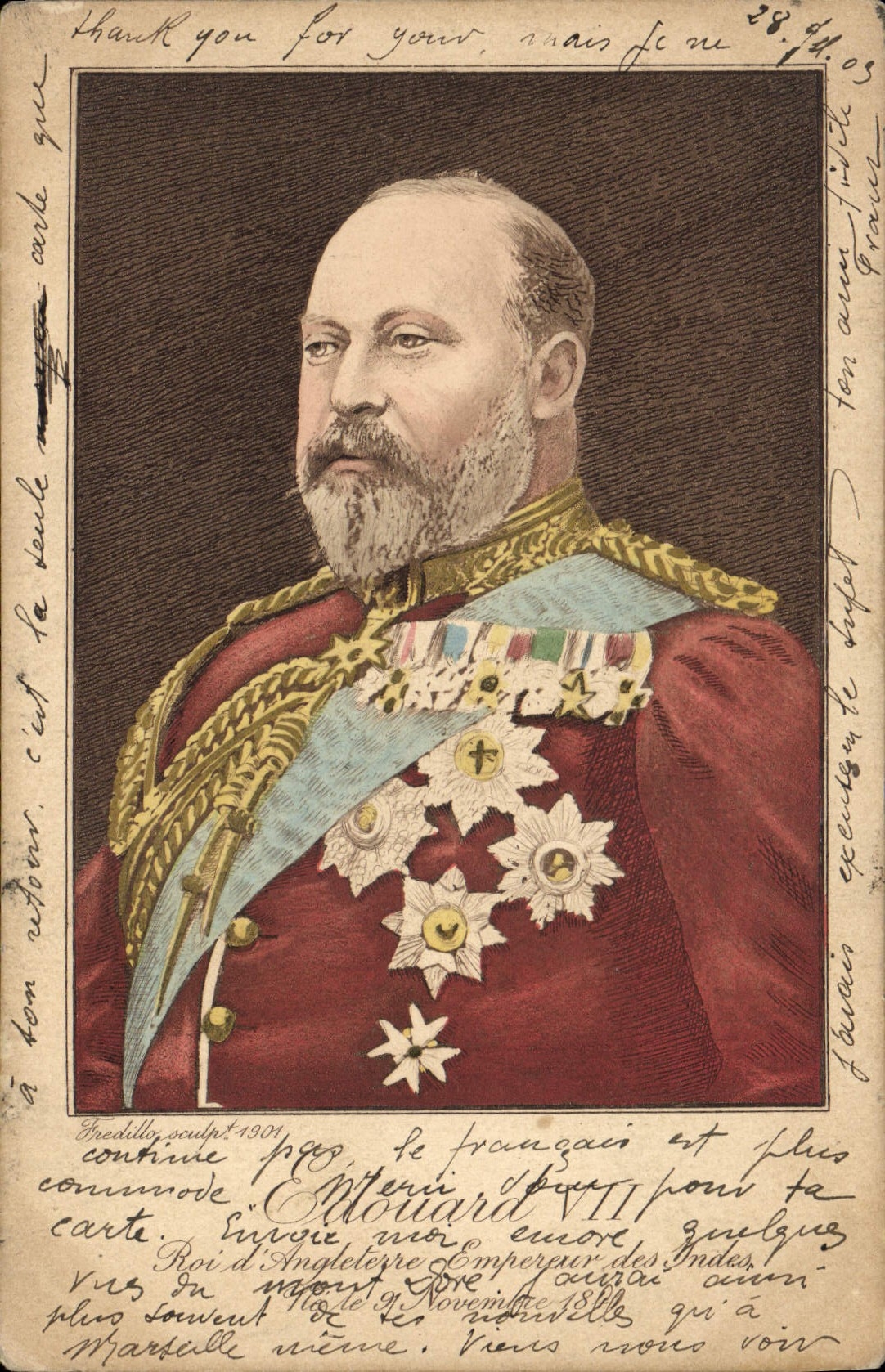 Édouard VII — Roi d'Angleterre et Empereur des Indes — Bredilloy, sculpté 1901