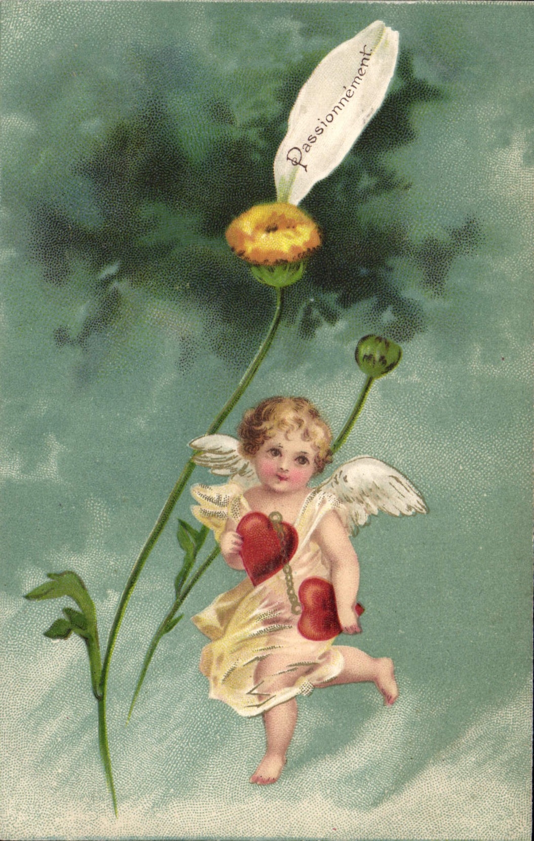 CPA Ange Fleur Passionnement Coeur 