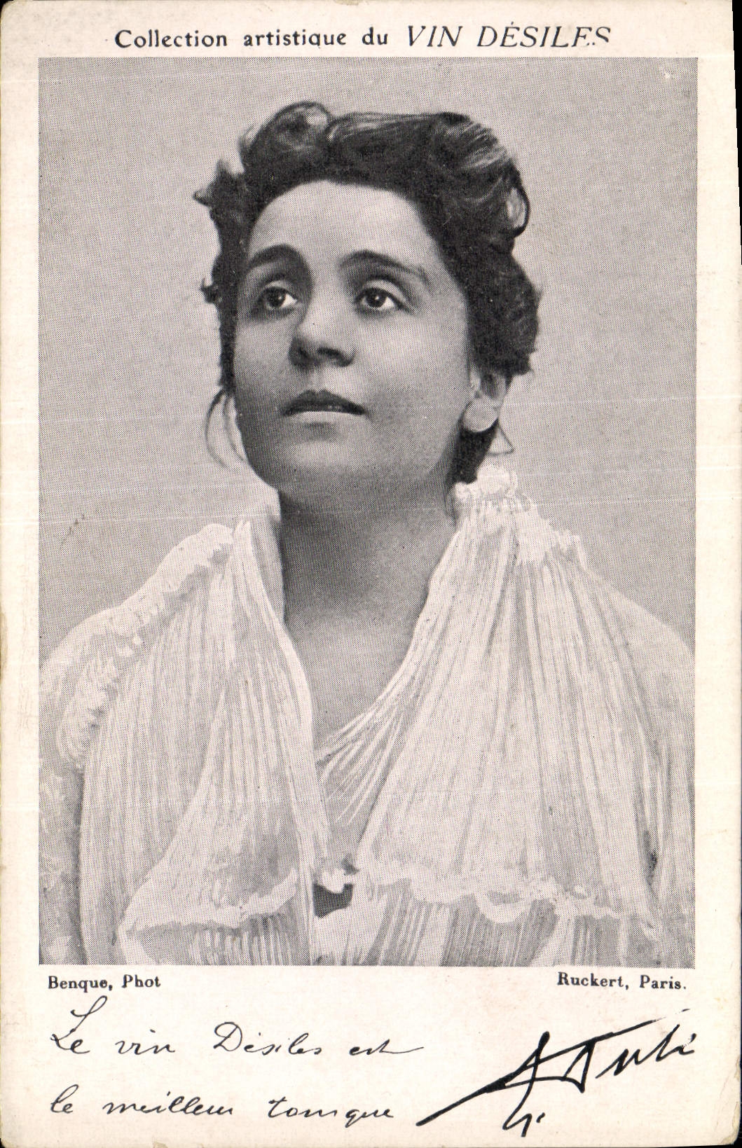Femme — portrait — Collection artistique du VIN DÉSILES, Benque, Phot, Ruckert, Paris