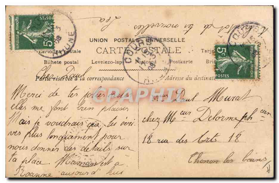 CPA Maud d'Orby  — Verso