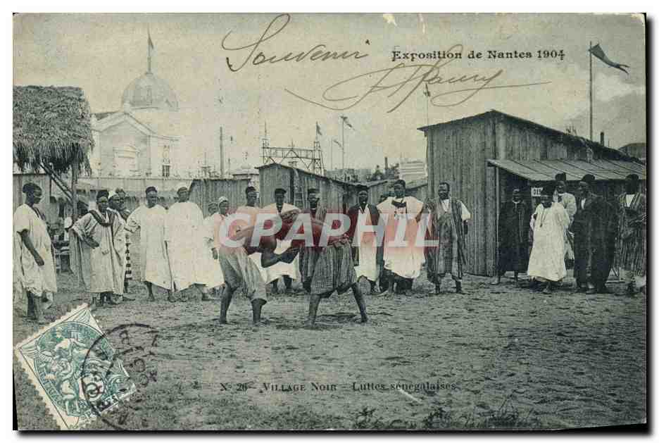 Village Noir — Luttes sénégalaises — Exposition de Nantes 1904 — J. Hozais