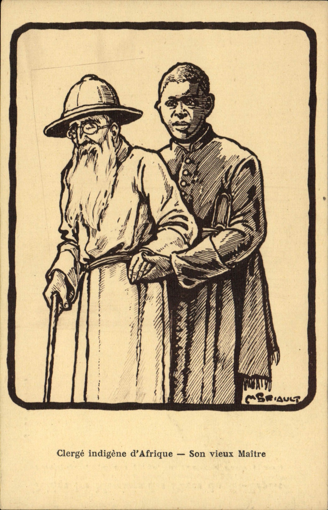 CPA Missions des Peres du St Esprit Clerge indigene d'Afrique Son vieux maitre