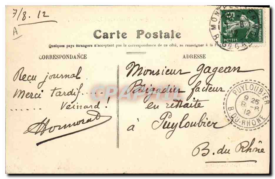 CPA Banque Montpellier Caisse d'Epargne et Boulevard Ledru Rollin  — Rückseite