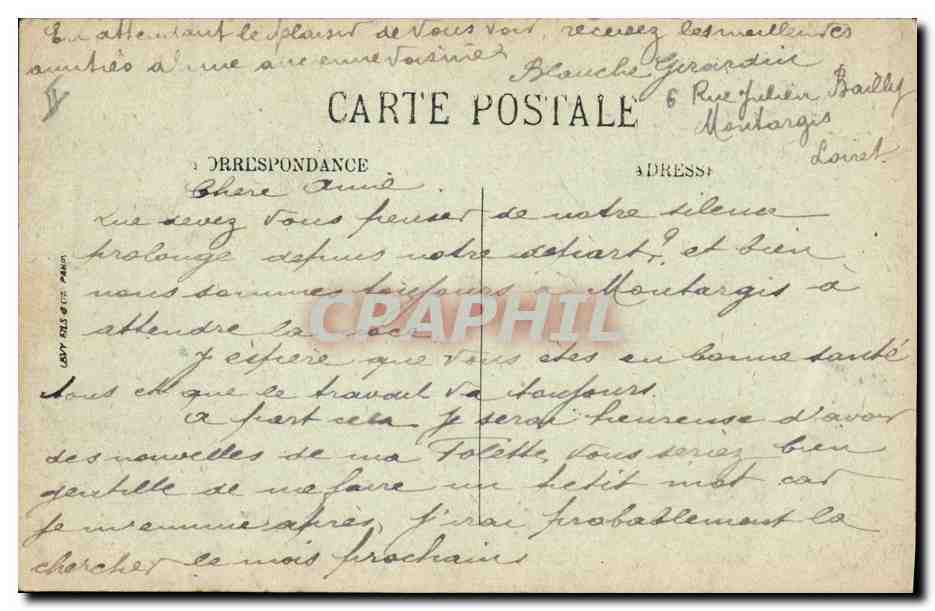CPA Banque Montargis Pont de la Chaussee et la Caisse d'Epargne — Rückseite