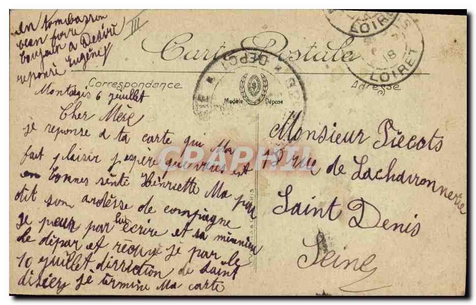 CPA Banque Montargis Caisse d'Epargne — Rückseite