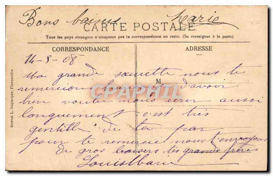 CPA Banque Meaux Hotel de Ville et Caisse d'Epargne — Verso