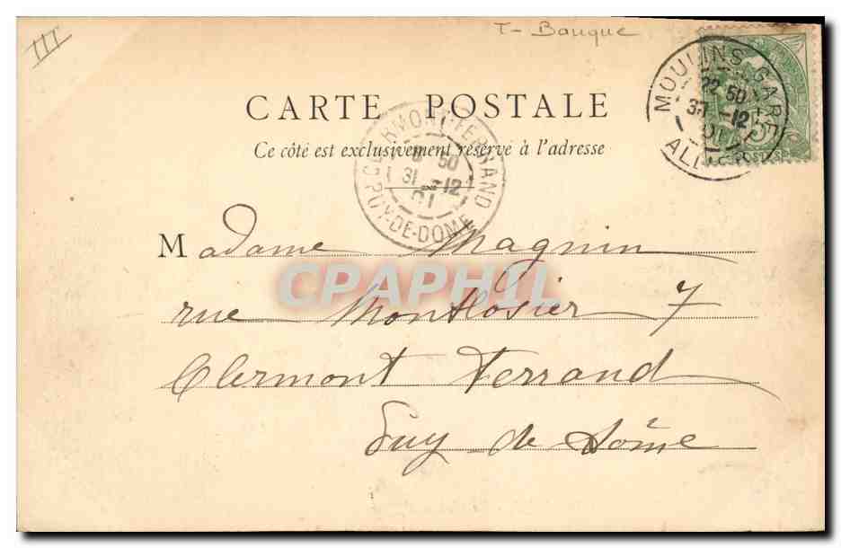 CPA Banque Moulins La Caisse d'Epargne — Rückseite