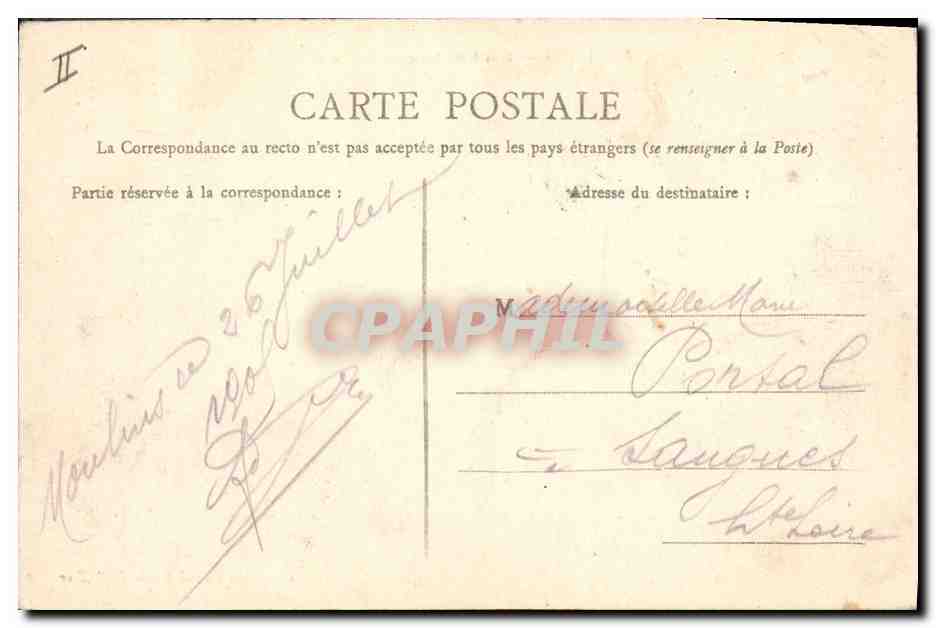 CPA Banque Moulins Hotel de Ville Caisse d'Epargne — Rückseite