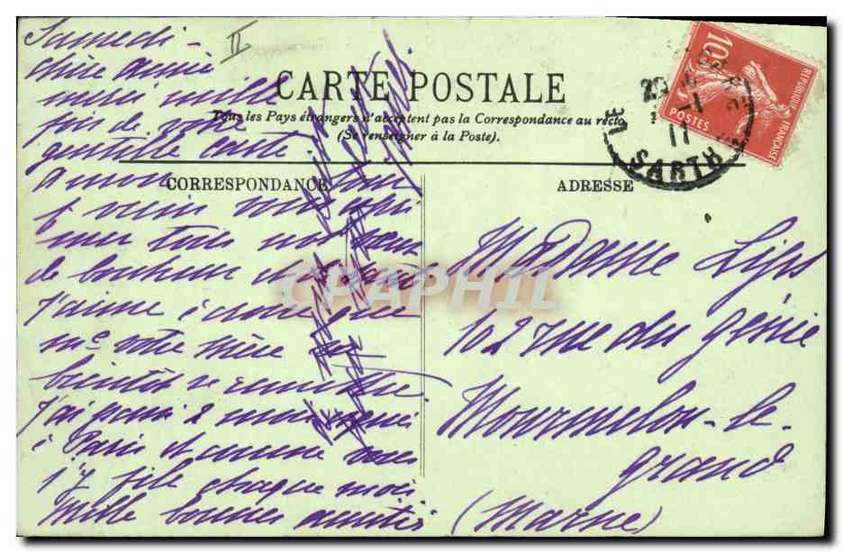CPA Banque Le Mans la Caisse d'Epargne et le boulevard Levasseur  — Rückseite