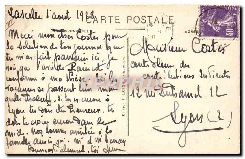 CPA Folklore Auvergne Une bande joyeuse  — Verso