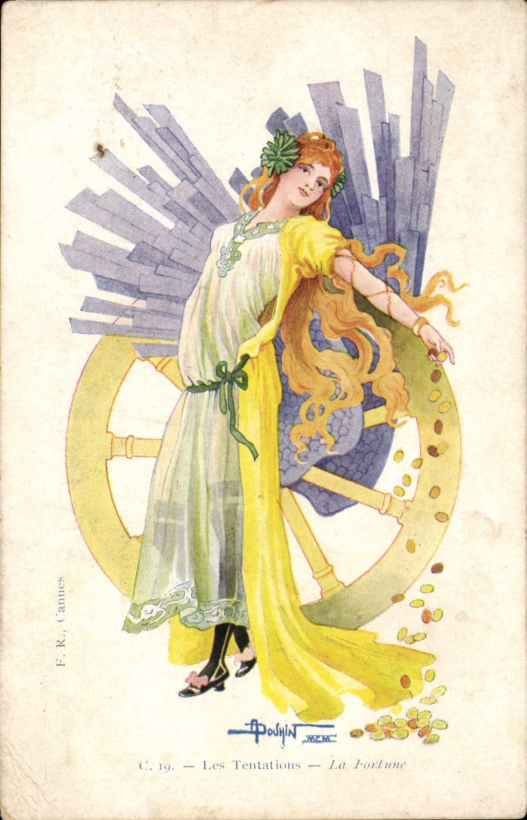 CPA Fantaisie Illustrateur Les sept peches capitaux La fortune 