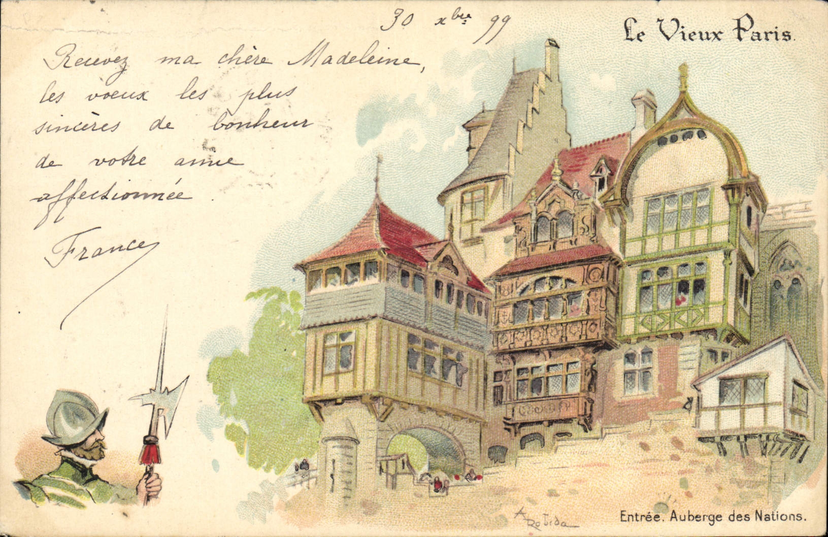 CPA Fantaisie Illustrateur Le Vieux Paris Entree Auberge des Nations
