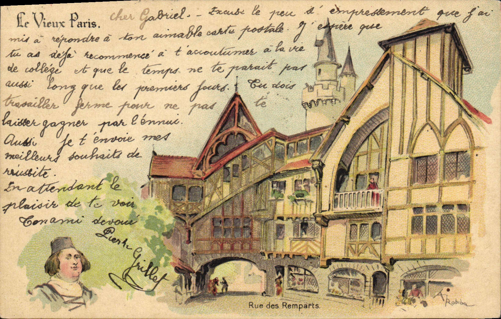 CPA Fantaisie Illustrateur Le Vieux Paris Rue des remaprts 