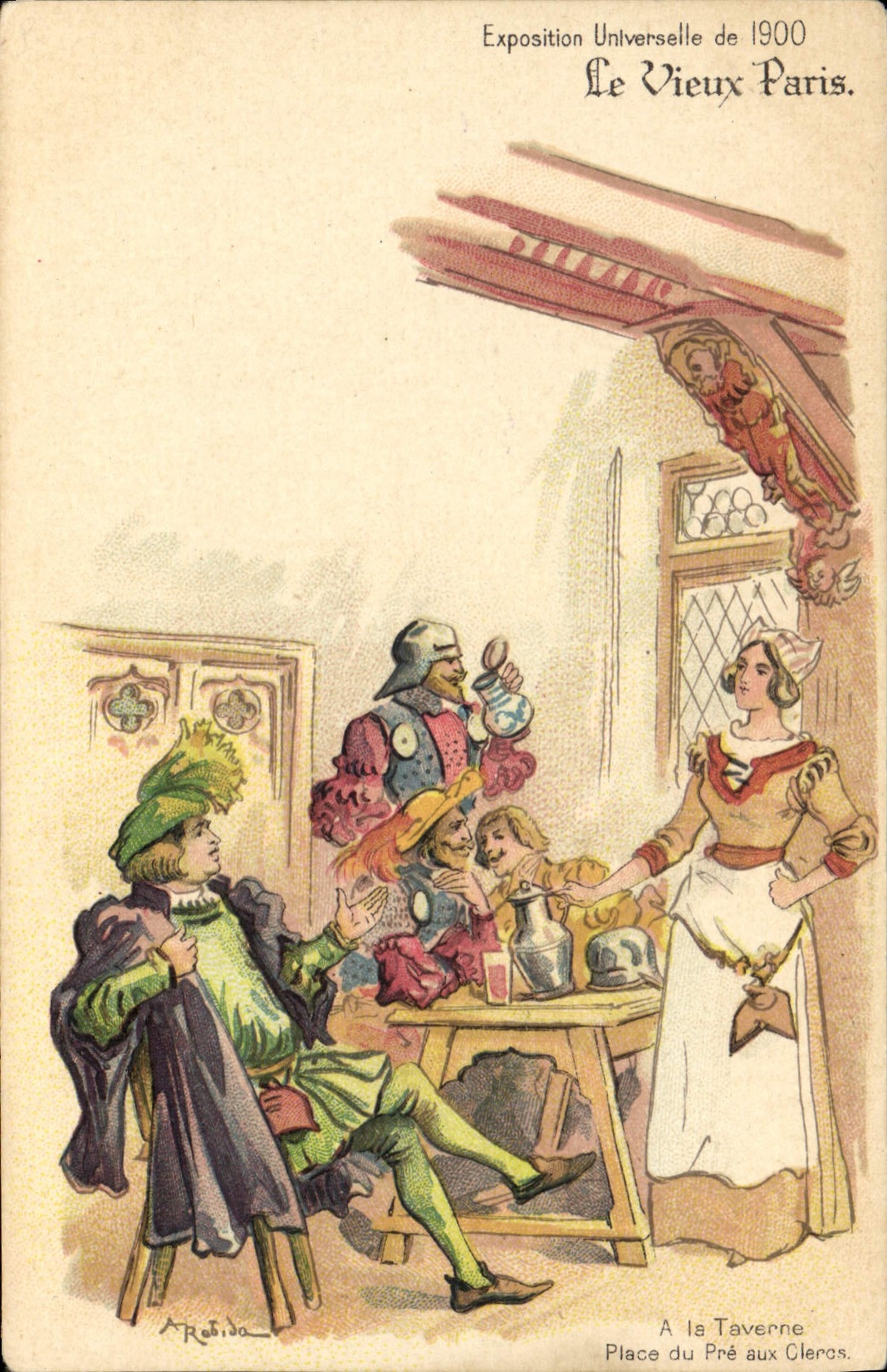 CPA Fantaisie Illustrateur Taverne Musique populaire Chocolat Guerin Boutron Exposition universelle de 1900
