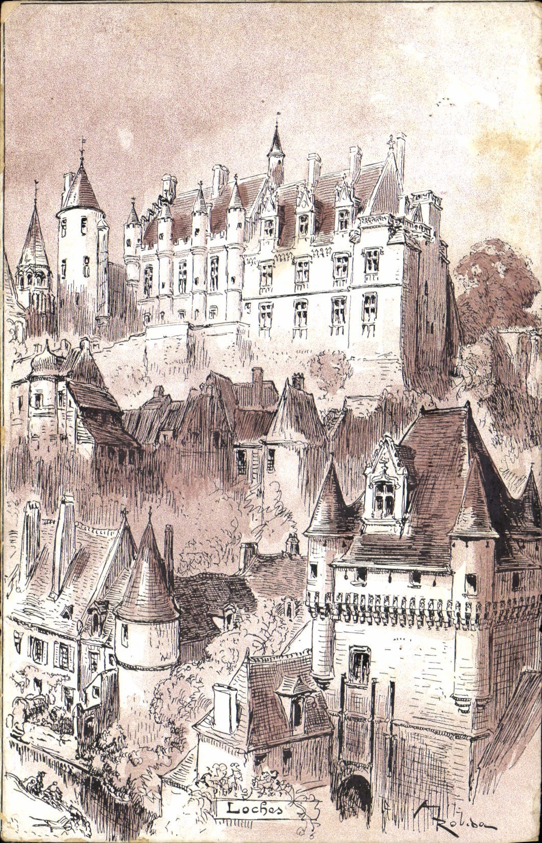 CPA Fantaisie Illustrateur Chateau de Loches 