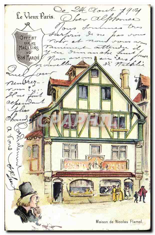 CPA Fantaisie Illustrateur Le Vieux Paris Maison de Nicolas Flamel