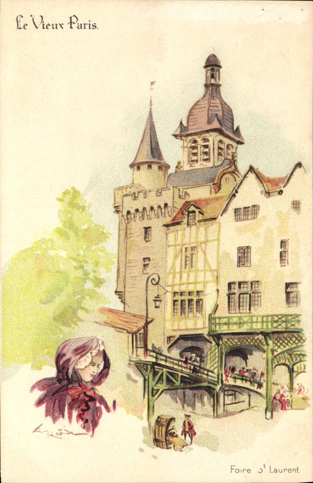 CPA Fantaisie Illustrateur Le Vieux Paris Foire St Laurent 