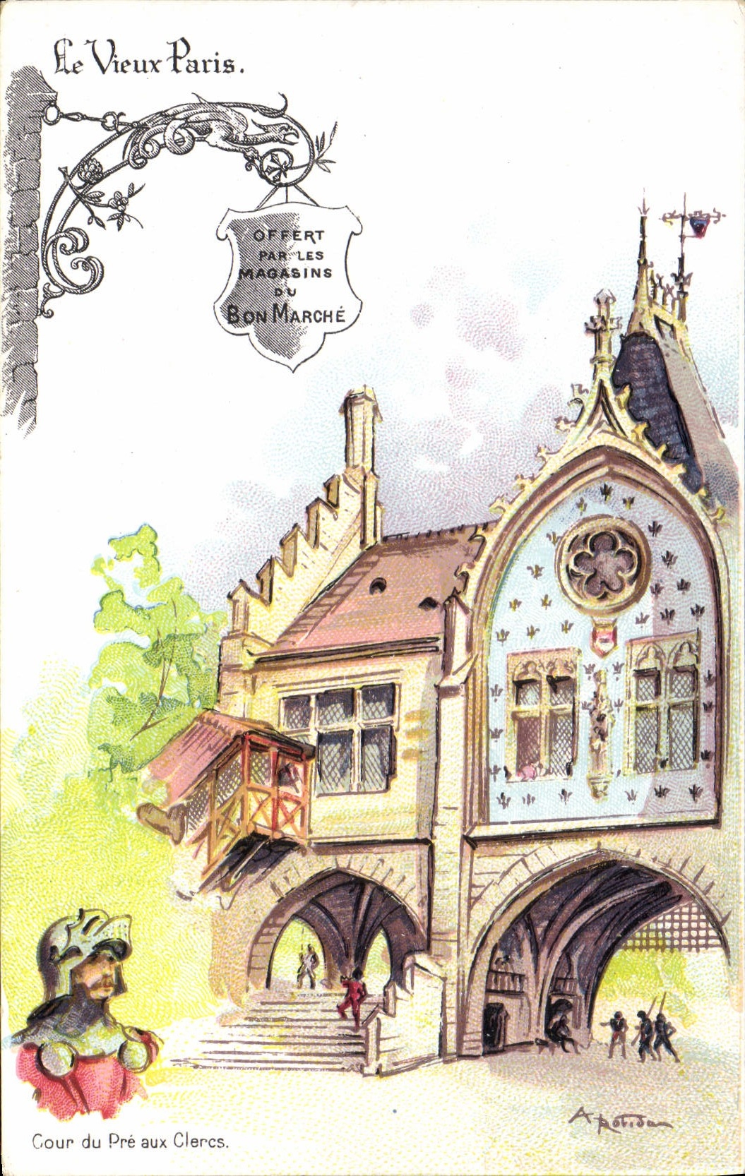 CPA Fantaisie Illustrateur Le Vieux Paris Cour du Pre aux Clercs 