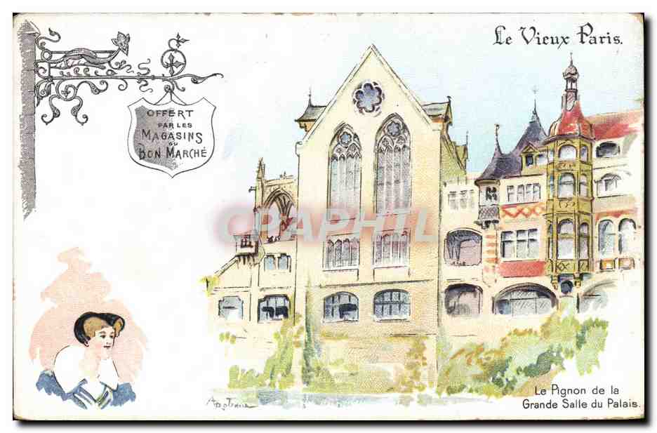 CPA Fantaisie Illustrateur Le Vieux Paris Le Pignon de la Grande Salle du Palais 