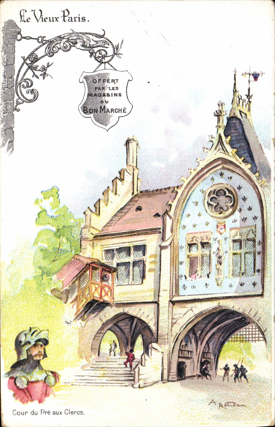 CPA Fantaisie Illustrateur Le Vieux Paris Cour du Pre Aux Clercs 