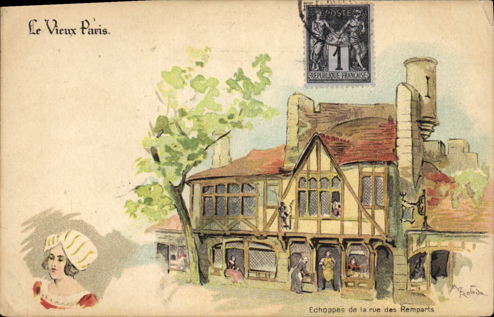 CPA Fantaisie Illustrateur Le Vieux Paris Echoppes de la rue des remparts 