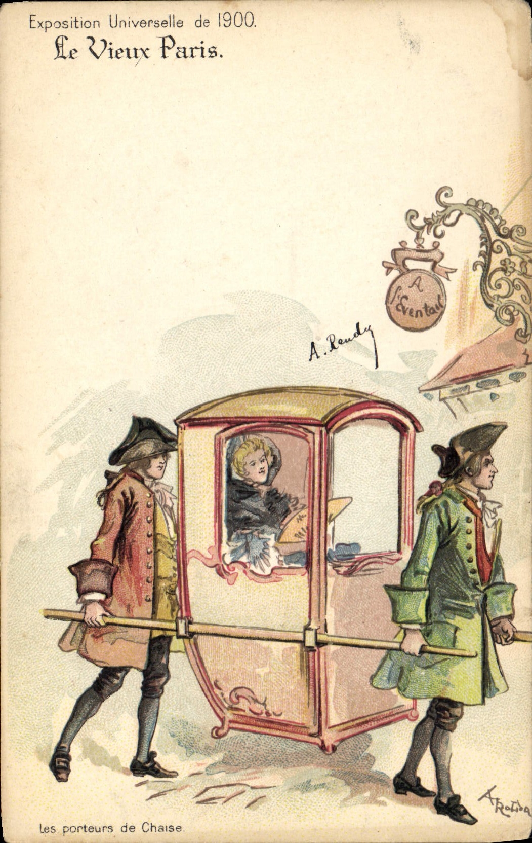 CPA Fantaisie Illustrateur Le Vieux Paris Exposition universelle de 1900 Les porteurs de Chaisse 