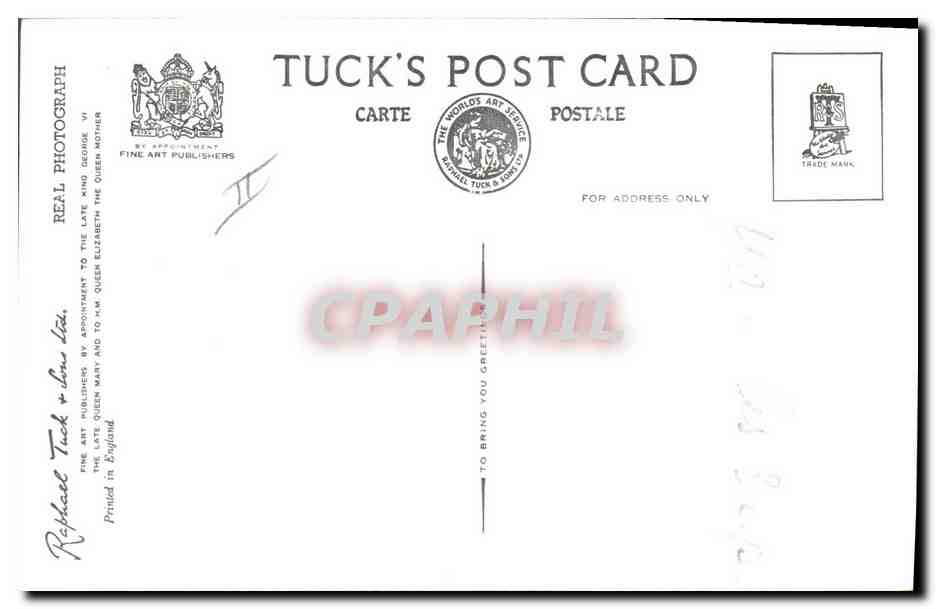 Admiral of the Fleet, H.R.H. The Duke of Edinburgh — Tuck's Post Card, éditeur Tuck & Co. — Verso