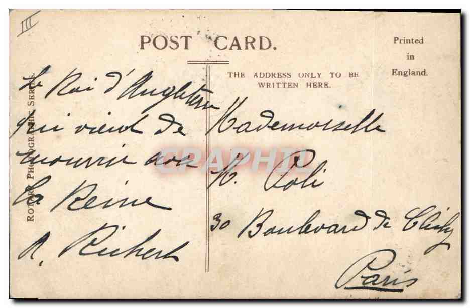 Roi Edward VII et Reine Alexandra — Stuart Richmond, série II H, timbre 1 penny — Verso