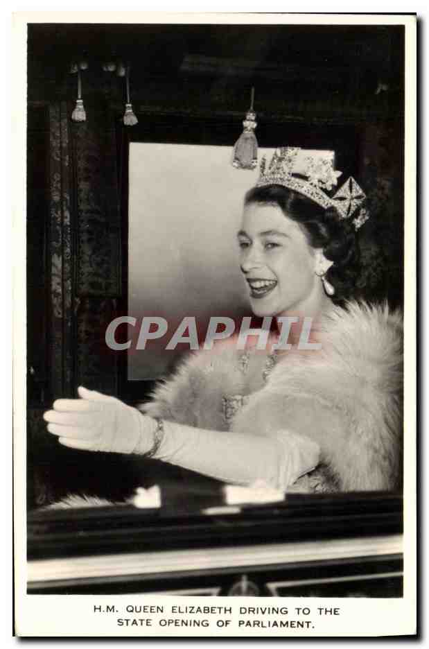 H.M. Queen Elizabeth Driving to the State Opening of Parliament — Valentine's Postcard, n° ER.15